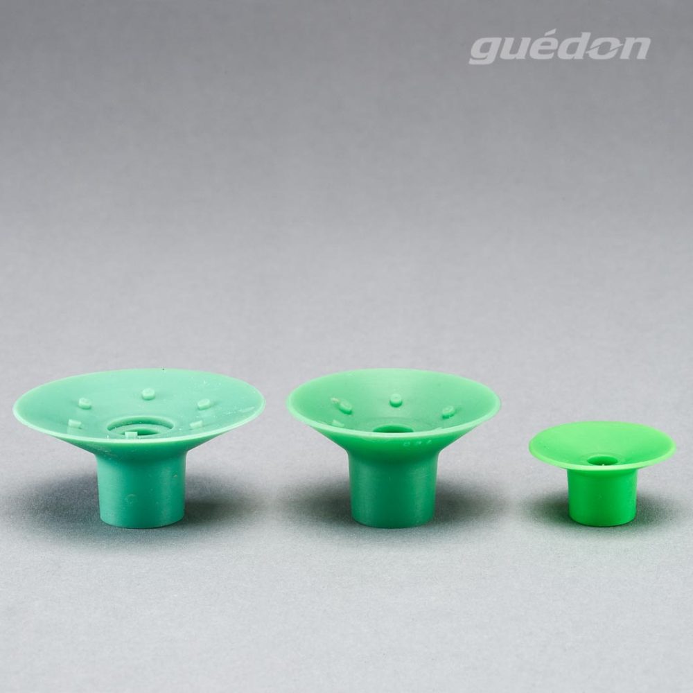 Flachsauger aus Silikon (grün), lebensmittelecht, FDA-konform, teilweise mit Antirutschnoppen, Anschlussnippel einsteckbar