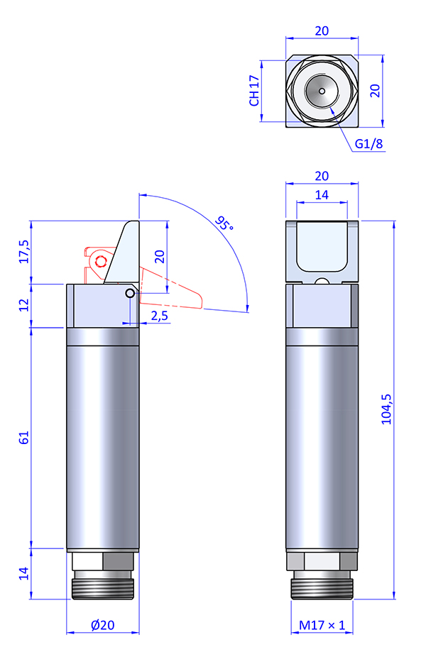Winkelspanngreifer, Klemmgröße 20 mm, Hub 95, Greiffinger GRF.2095, Greiflösungen von guédon – Vakuumspezialist