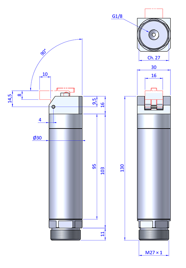 Winkelspanngreifer, Klemmgröße 30 mm, Hub 90, Greiffinger GRF.3090, Greiflösungen von guédon – Vakuumspezialist